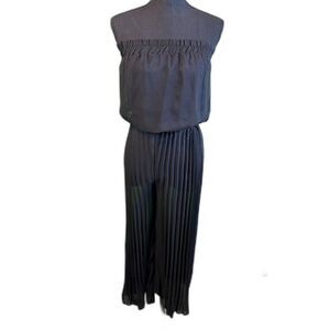 Solitaire Jumpsuit with Strapless Pleated Sheer Legs (S)